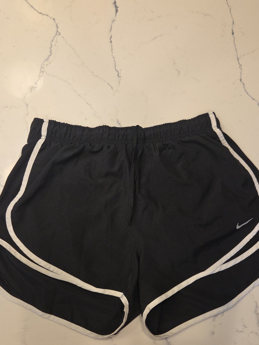 Nike Black Athletic Shorts with White Piping